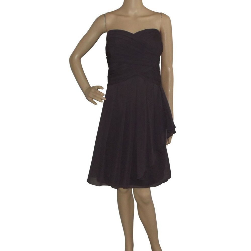 Davids Bridal Dress Womens Plus 22 Brown formal bridesmaid strapless knee length
